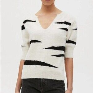 Michael Stars Honey Elbow Sleeve Pullover Sweater Whiskey Combo Sz. M